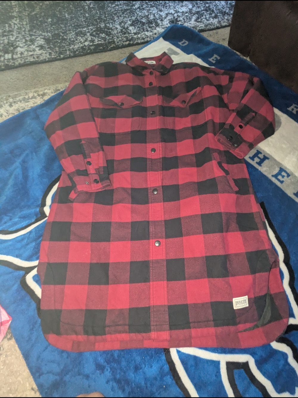 Duluth Trading Co Red & Black Buffalo Plaid Button-Down Shirt Jacket